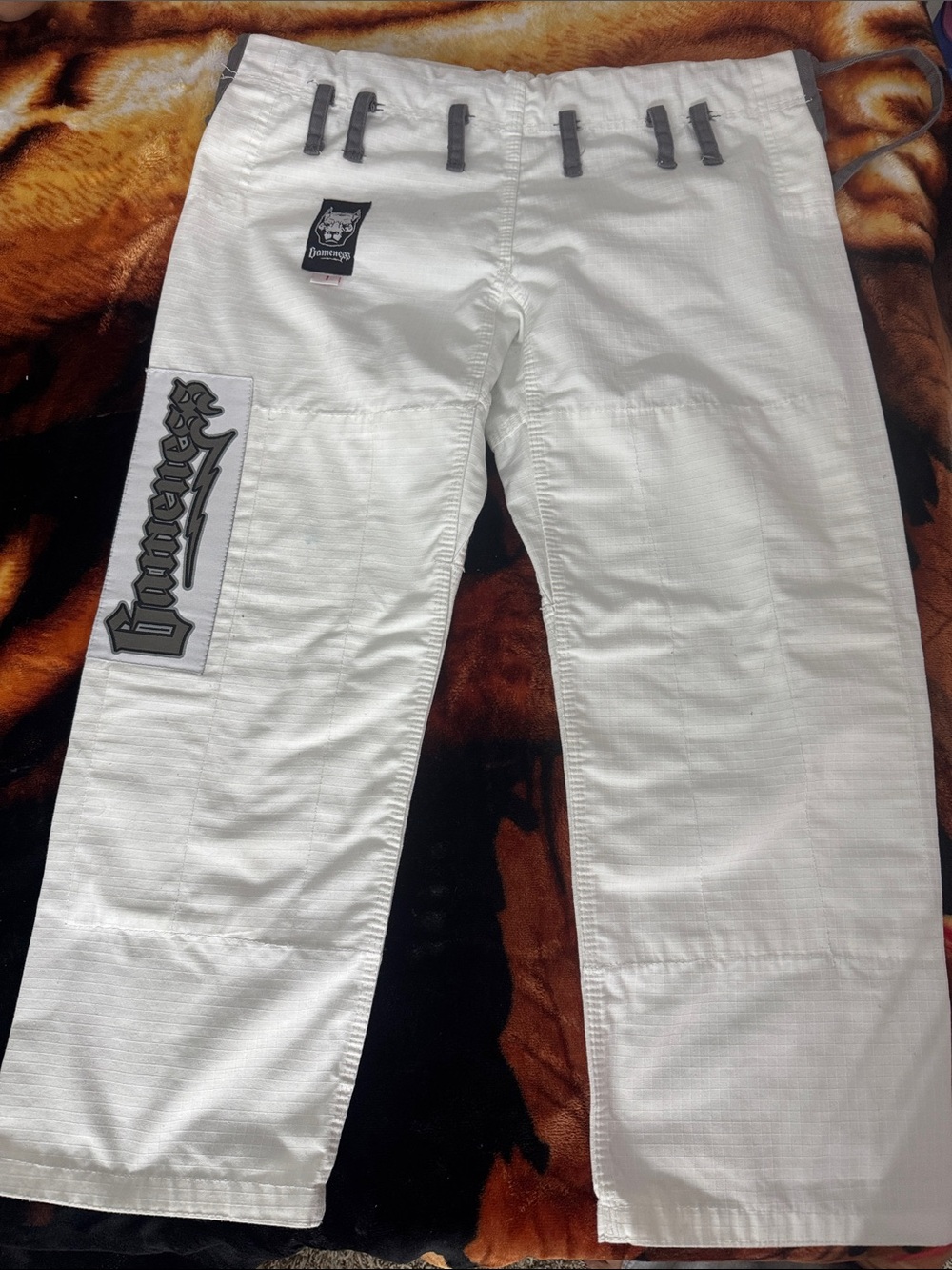 White Men’s Pants with Logo for Jiu jitsu Vintage